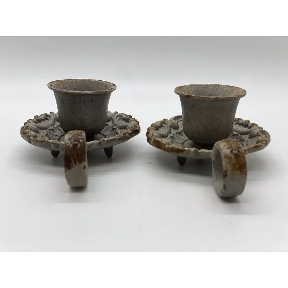 Vintage Candlestick Holders-Set Of 2 Approx 3.5”x 2.5”x 1”